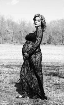 knee length dresses for ladies Black Sexy See-through Lace Maternity Photoshoot Dress – Glamix Maternity main image 0